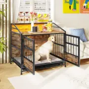 Multi-function Dog Crate Furniture Large Wooden Dog Kennel with Double Doors New