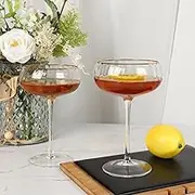 Vintage Crystal Coupe Martini Glasses Set of 4 Handblown Premium Gold Rim Cocktail Glass Barware Drinking Goblet for Bar Cosmopolitan Manhattan Daiquiri Champagne Party 9fl oz