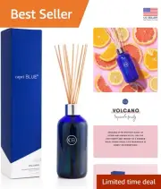Flameless Volcano Reed Diffuser - 8 fl oz Glass Bottle & Fragrance Sticks Set