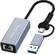 USB 3.0 to Ethernet Adapter with USB C Network Adapter Ethernet 1000 Mbps Wired Network, Ethernet to USB Type-C 10/100/1000Mbps Network Adapter for Windows XP, MAC OS, Linux, VISTA 7 8 10 11