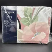 NEW Springmaid QUEEN FLAT SHEET Vintage Anastasia II PINK 80’s Retro Floral