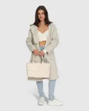 [Belle & Bloom] Walk This Way Wool Blend Oversized Coat - Oat Marle