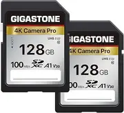 [Gigastone] 128GB 2-Pack SD Card V30 SDXC Memory Card High Speed 4K Ultra HD UHD Video Compatible with Canon Nikon Sony Pentax Kodak Olympus Panasonic Digital Camera