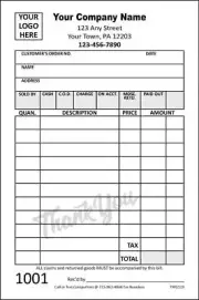 Custom Small Invoice Forms / 2 Part Carbonless Invoice / 4" x 6" / TMG119