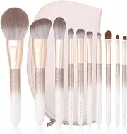 ENZO KEN Natural Hair Makeup Brush Set Professional, Fox Hair Makeup Brushes Set with Case, Glitter Make up Brushes Set Professional, Natural Makeup Brushes, Natural Bristle Makeup Brush - ORRA, White