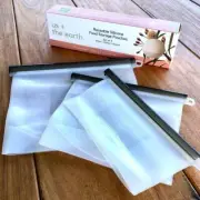 NNEDSZ BOXED SET of 3 Silicone Zip Locks - 500ml,1000ml,1500ml