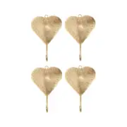 4x Willow & Silk Antique Gold 19cm Coat/Scarf Metal Heart Wall Hooks/Organiser