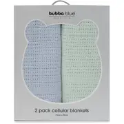 Bubba Blue Nordic Cellular Blankets 2 Pack - Sky/Avocado