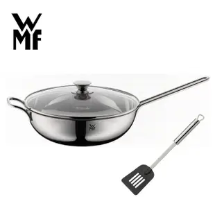 德國WMF 不鏽鋼單手中式炒鍋 30cm (含蓋)+德國WMF Profi Plus 瀝油鍋鏟