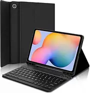 Keyboard Case for Galaxy Tab S6 Lite 10.4 inch 2024/2022/2020, Samsung Tablet 10.4 S6 Lite Case Keyboard with Pencil Holder, Bluetooth Detachable Keyboard, Auto Sleep/Wake Up Smart Cover Folio, Black