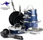 Cookware Diamond Infused Ceramic Nonstick 14 Piece Cookware Pots and Pans Set, P