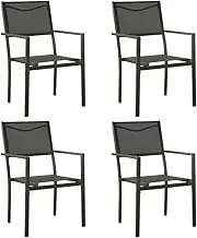 Garden Chairs, Garden Chairs 4 pcs Textilene and Steel Black and Anthracite