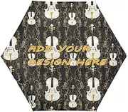 [miaozhen] custom UV 50+ automatic umbrella Black and Gold Chinese Violin in beach with pattern case custom umbrellas for rain heavy car open sombrillas para lluvia