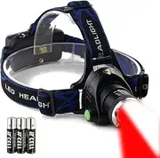 Dual Color Headlamp with Red & White Light Option 2 in 1 Military LED Headlight for Hunting Astronomy Night Observation