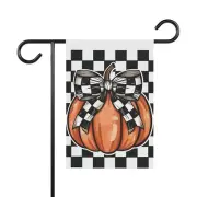 Pumpkin Checker Black and White 2 Sizes Poles not included Garden & House Banner