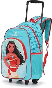 [Disney] MOANA 17 INCH EVA TROLLEY BACKPACK TROLLEY BACKPACK, TEAL/RED, 48 cm (H) X 29 cm (W) X 15 cm (D)