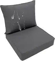 Waterproof Outdoor Chaise Lounger Cushion, Removable Patio Chair Seat Pad with Zipper, Furniture Cushions for Garden Indoor Outdoor(Gray,22 * 22inch)