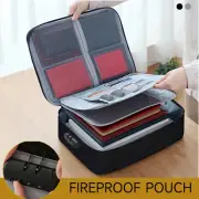 2000℉ Large Fireproof Document Box with Lock File Storage Waterproof Safe Bag US