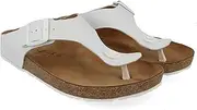 [HAFLINGER] Bio Memphis mules, toe separator, unisex, leather, White, 6 US