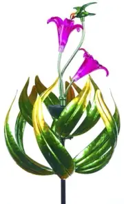 Solar Hummingbird Tulips 69 Inch Wind Catcher for Yard Kinetic Wind Spinner w...