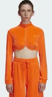$150 Adidas Jeremy Scott Velour Cropped Full Zip Track Top M App Orange H50966