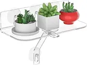 Hexsonhoma Clear Acrylic Window Shelf for Plants, Window Sill Plant Shelf with Strong Cup Suction, 12 Inch Hanging Window Plant Shelves for Plants, Camera, Picture Frame(1 Pack)