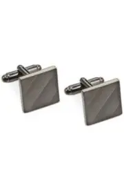 GEOFFREY BEENE CUFF LINKS SQUARE DIAGONAL GUNMETAL NEW WITH BOX MSRP 35.00