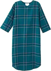 [Silvert's Adaptive Clothing & Footwear] Men’s Open Back Adaptive Flannel Nightgown for Seniors - Back Snap Nightgowns with Dome Closure