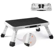 Step Stool 1-Step 150KG Capacity, Folding Steel Step Ladder 3 Adjustable Height, Portable Toddler Step Stools for Adults, Non-Slip Sturdy Step Ladders for Office, RVs, Pets,
