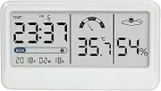Labymos Digital Hygrometer Electronic Temperature Humidity Meters Gauge with Time Date LCD Display Clock Indoor Thermometer Hygrometer with Bracket for Greenhouse Garden Cellar