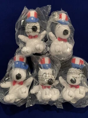 MetLife Peanuts SNOOPY 5x UNCLE SAM 4th July USA Plush Stuffed Animal New Sealed