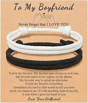 [Lian] Adjustable Rope Couples Bracelets Promise Bracelets Boyfriend Girlfriend Anniversary Valentines Day Birthday Bracelet for Him and Her
