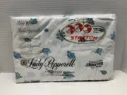 Vtg NOS LADY PEPPERELL Percale Double Fitted Blue Roses Sheet New USA Cotton NIP