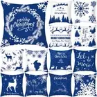 Merry Christmas Decorative Print Pattern Cushion Cover Square Polyester Pillow