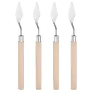 4pcs 14mm No.3 Oil Painting Palette Knives Stainless Steel Spatula Wood Handle