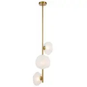Zecca 3Lt Pendant Light Vertical in Antique Gold and Frosted Glass