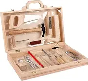 Pretend playy Tool Box - Kids Educational Toy Tool Kit, Pretend playy Wooden Tools | Dureble Wooden Workshop Kit, Fun Roleplay Construction Toys, montesori Inspired Tool Set for Boys Girls