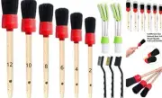 11Pcs Auto Detailing Set, Boar Hair Brushes, Steel Wire & A/C Brushes, Soft Red