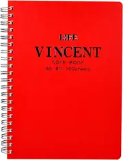 Life VINCENT N185C Notebook, 0.3 Inch (8 Mm) Ruled, A5, Red