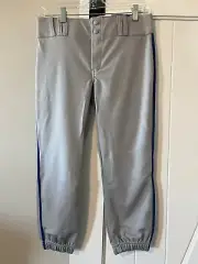 Champro Sports Softball Pants Youth Girls XL (29x21) Gray Blue Side Striped NWT