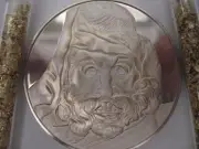 1.3 OZ STERLING SILVER PROOF FRANKLIN MASK-NIGHTGENIUS OF MICHELANGELO+GOLD