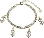 [Tummy Tub] Bracelets,Bracelet Jewellery,Anklet String Charm,Ring Box Wedding Glass Sign Pendant Anklet Beach Anklet Anklet Jewelry Gift Girl Ladies Wife Mom Bracelet Making Kit for Girls (Color : Gold)