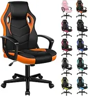 ALFORDSON Office Chair with Height Adjustable SGS Listed Gas Lift, PU Leather Upholstery Home Ergonomic Desk Chair, Padded Computer Chair for Gaming, Max 180kg, Mega Orange