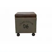 LEATHER CANVAS OTTOMANS
