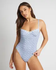 [Roxy] Roxy Women's Amber Underwire One Piece Bathing Suit in Cloud Dancer Never Bored Swim Size XL XL Cloud Dancer Never Bored Swim
