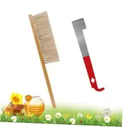 2pcs Bee Hive Brush and Bee Hive Scraper Set, Metal J Hook Bee Hive Tool Hive