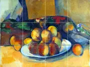 Art Cezanne Plate of Peaches Tumbled Marble Mural Backsplash Kitchen Tile #217