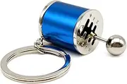 Creative Auto Part Model Gear Box Shifter Keychain, 6 Speed Gear Box Shifter Keychain Key Chain Ring, Mini Car Gear Shift Stick Knob Keyring, Car Key Fob Keychain Accessories(Blue)
