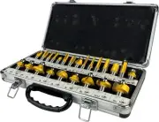 ROUTER BIT SET 24 Piece 1/2 Shank Tungsten Carbide Edges In Aluminum Case