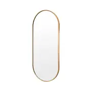 La Bella Gold Wall Mirror Oval Aluminum Frame Makeup Decor Bathroom Vanity 45 X 100Cm Mirrors